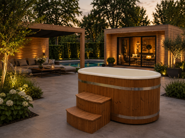 Ovale hottub met elektrische verwarming