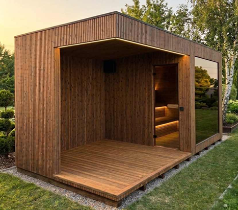 Panorama Sauna met overdekt terras