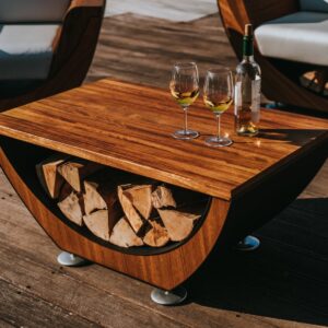 Masuria Narie salontafel met teak blad en houtopslag