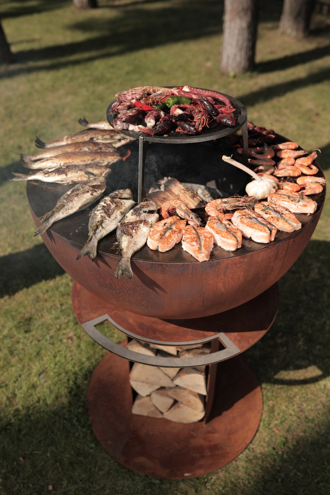 Stilo plancha grill met vlees en groenten op de plancha